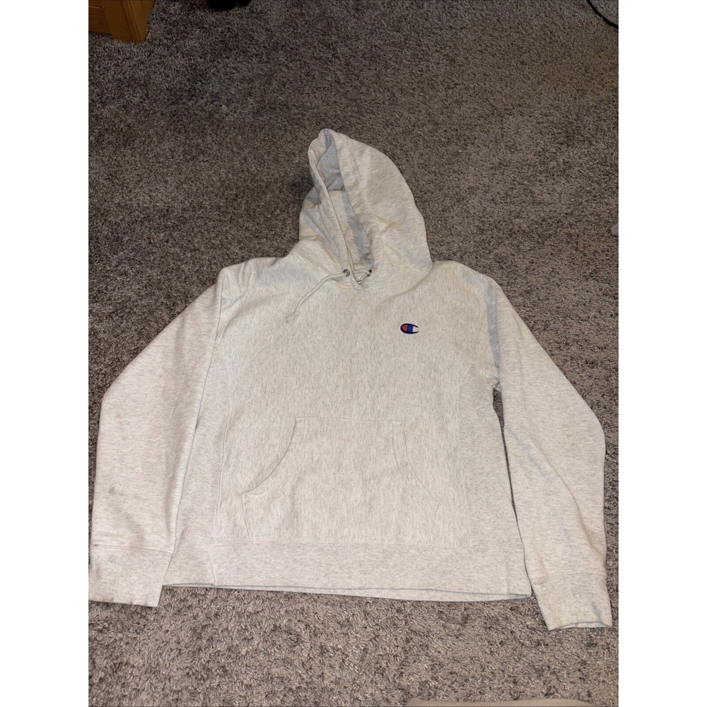 Champion Hoodie Women Small Gray Solid Reverse‎ Weave Sweatshirt Embroidery Logo
